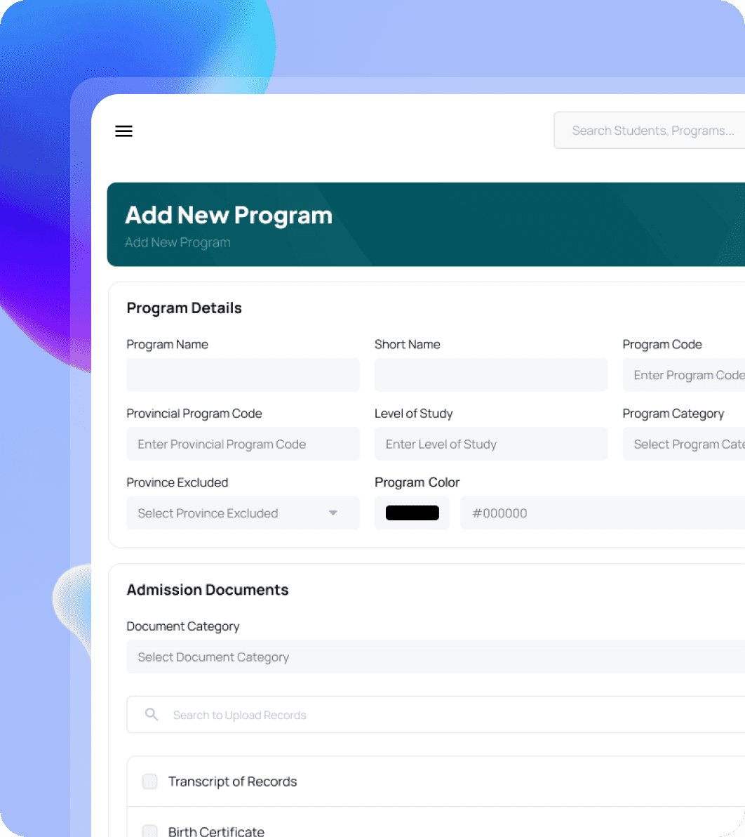Elara program and academic management dashboard